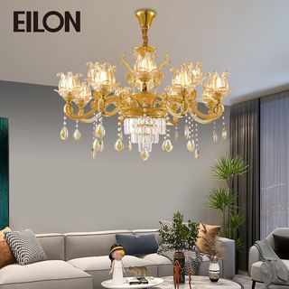 EILON โคมไฟเพดานคริสตัล 72W E14 LED 12หลอด แสงคูลไวท์ รุ่น LD763/12 GOLD