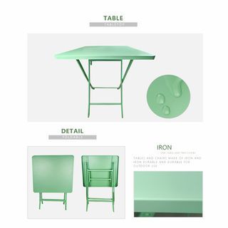 SUMMER SET ชุดโต๊ะสนาม 2 ที่นั่ง รุ่น GREENERY โต๊ะ: 60x60x71ซม. เก้าอี้: 50x42x84 ซม. สีเขียวอ่อน