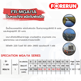 FORERUN ปั๊มน้ำหอยโข่ง 1Hp ท่อ 1 1/2x1 1/2 รุ่น FR-MGA/1A