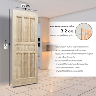 GREATWOOD ประตูปิดผิววีเนียร์ไม้ทุเรียน WDPT8020-7 80x200ซม.