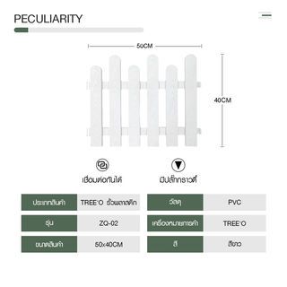 Tree O รั้วพลาสติก รุ่นZQ-02 ขนาด 50*40ซม. ลายไม้สีขาว (4 ชิ้น/แพ็ค)