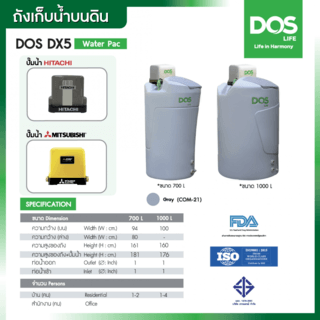 DOS ถังเก็บน้ำบนดินลายแกรนิต ขนาด 1000L รุ่น Natura Water PAC สี Granite Gray