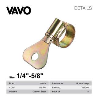 VAVO คลิปรัดหางปลาเหล็ก 6-16mm(1/4”-5/8”),(2หุน-5หุน) 4ชิ้น/แพ็ค