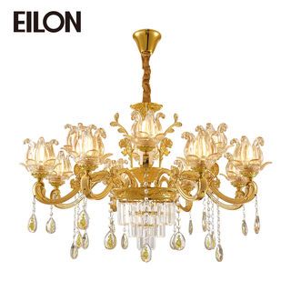 EILON โคมไฟเพดานคริสตัล 72W E14 LED 12หลอด แสงคูลไวท์ รุ่น LD763/12 GOLD