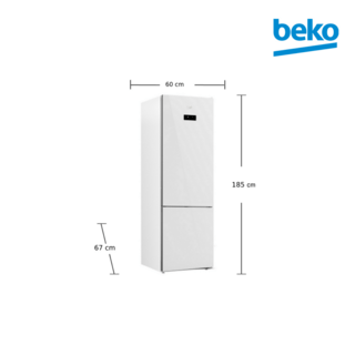 BEKO ตู้เย็น 2 ประตู ขนาด 12 คิว รุ่น RDNT371I40VHFSGW สีกระจกขาว