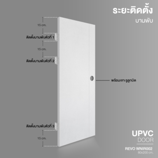 WELLINGTAN ประตูยูพีวีซี Indoor บานทึบแว๊คร่อง REVO WNIR001 80x200ซม. สีขาว (เจาะรูลูกบิด)