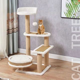 DUDUPETS  คอนโดแมว รุ่น NEKO ขนาด45x45x90ซม. สีธรรมชาติ