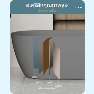 อ่างอาบน้ำตั้งลอยอะครีลิก รุ่น นามิ H5248 MG ขนาด 75x150x58 ซม. สีเทาแมท