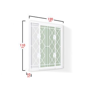 WELLINGTAN หน้าต่างอะลูมิเนียมติดเหล็กดัด ลายปลาคราฟ บานเลื่อน SS  120x110ซม. สีขาว พร้อมมุ้ง