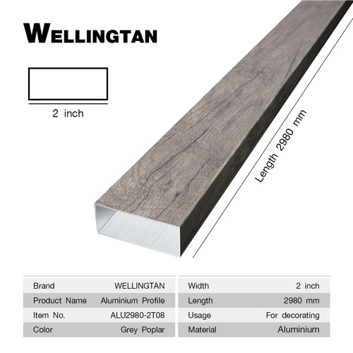 WELLINGTAN อะลูมิเนียมโปรไฟล์ ALU2980-2T08 2”x 298ซม. Grey Poplar