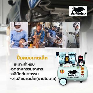 BISON ปั๊มลมไร้น้ำมัน 0.75 HP ขนาด 24 ลิตร รุ่น 550-24