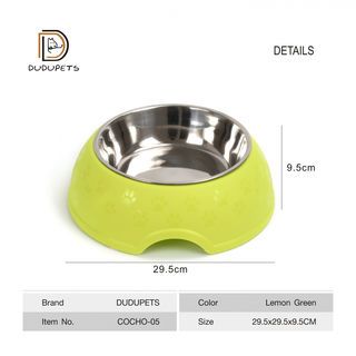 DUDUPETS ชามอาหารสัตว์เลี้ยงสเตนเลส 18.5x6ซม. รุ่น COCHO-05 สีเขียวมะนาว