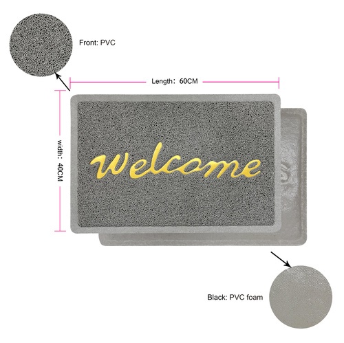 GRAFFE พรมเช็ดเท้าดักฝุ่น WELCOME รุ่น CARA-GR ขนาด 40x60x1.2 ซม. สีเทา