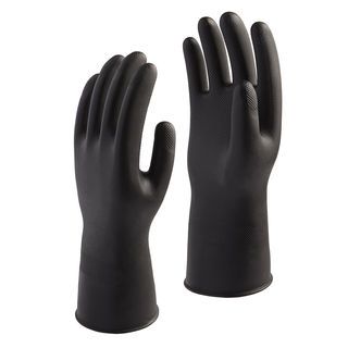 ตราม้า ถุงมือยางธรรมชาติ แบบยาว 13 นิ้ว Size L สีดำ (12 คู่/กล่อง)