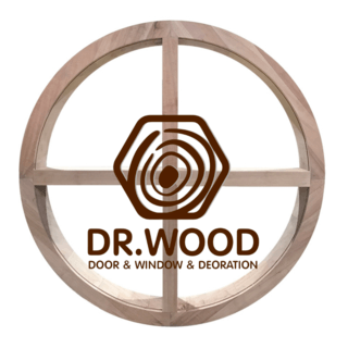 DR.WOOD วงกบวงกลมไม้เนื้อแข็ง มินิมอล 4 ช่องปิดตาย รุ่น MM-04-80 ขนาด 80 ซม.