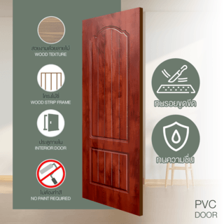 HOLZTUR ประตูปิดผิวพีวีซี บานทึบลูกฟัก PVC-P18-1 80x200ซม. APPLE WOOD