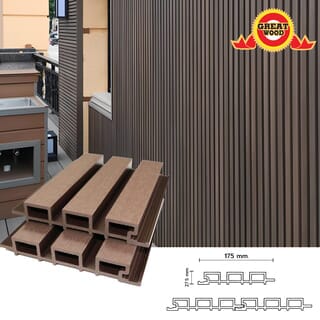 GREAT WOOD ไม้ผนัง WPCร่องใหญ่ รุ่นP27-175-1 ขนาด175X27.5X3000มม. Chocolate