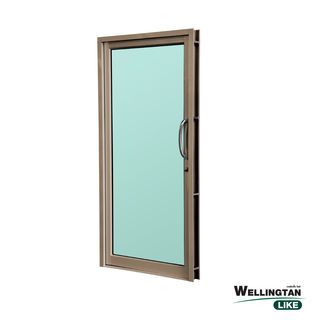 WELLINGTAN (LIKE) ประตูอะลูมิเนียม บานสวิงเดี่ยว กระจกเขียวใส W-AL/007 BR 100x205ซม. สีชา