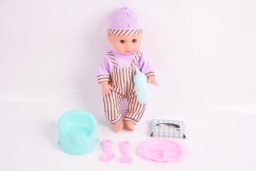 TOYS ของเล่นตุ๊กตาเด็กทารกพร้อมชุดอุปกรณ์ 14นิ้ว#3358-2F ขนาด24.5x35.5x11ซม.