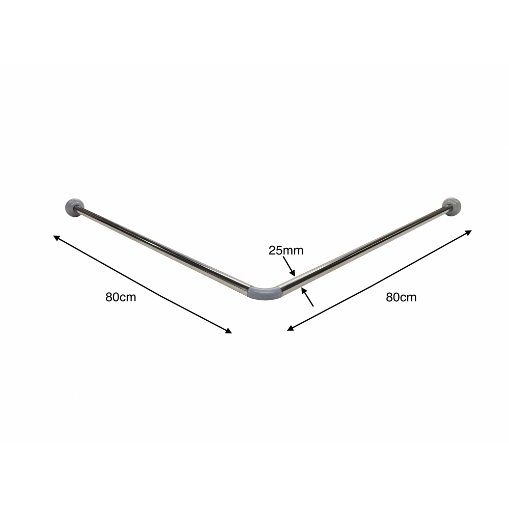 Primo ราวแขวนม่านห้องน้ำสแตนเลส ตัว L รุ่น JMSR8403 ขนาด 80x80 ซม.