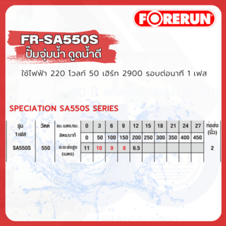 FORERUN ปั๊มจุ่ม 550W ท่อ 2 รุ่น FR-SA550S