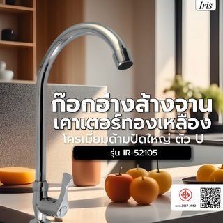 ក្បាលរ៉ូប៊ីណេអាងលាងចាន Counter ទង់ដែងក្រូមធំ តួ U ស៊េរី IR-52105 IRIS