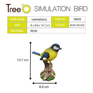 Tree‘O นกตกแต่งสวน รุ่นSB009 ขนาด8.8×8×14.7ซม.  สีเหลืองฟ้า