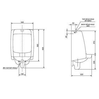 American Standard โถปัสสาวะชาย TF-6401-WT ไม่รวมอุปกรณ์ฟลัชวาล์ว