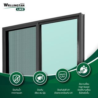 WELLINGTAN (LIKE) ประตูบานเลื่อน สีดำ160 x 205 ซม. พร้อมมุ้ง W-AL/015 BL