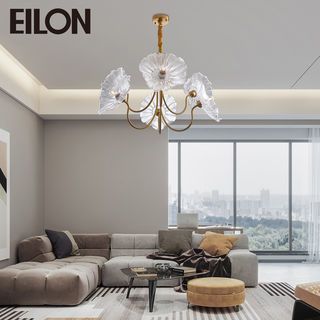 EILON โคมไฟเพดานคริสตัลทรงดอกไม้ LED 36W ขั้ว 6*E14 แสงคูลไวท์ รุ่น TYD037/6 GOLD