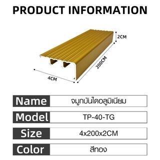 MAC จมูกบันได อลูมิเนียม หน้ากว้าง 40 มม.ยาว 2 เมตร รุ่น TP-40-TG สีทอง