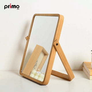 Primo กระจกแต่งหน้าตั้งโต๊ะกรอบไม้ รุ่น Mira ขนาด 2x20x27 ซม. สีน้ำตาล