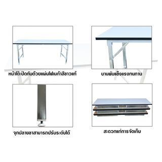 Delicato โต๊ะพับหน้าขาวปิดโฟเมก้า45x180x75 ซม.รุ่นTF-1872