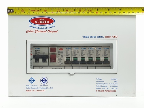 CEO เครื่องตัดไฟฟ้าอัตโนมัติ 6 ช่อง 63A กันดูด