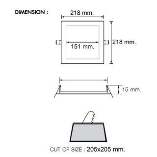 RACER โคมดาวน์ไลท์ LED แบบฝังฝ้าหน้าเหลี่ยม 18W รุ่น NANO-Q แสงเดย์ไลท์