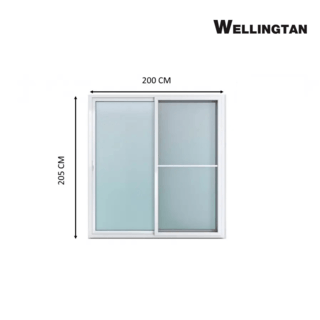 WELLINGTAN ประตูไวนิล บานเลื่อน SS 200x205ซม. สีขาว พร้อมมุ้ง