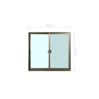 WELLINGTAN (LIKE) หน้าต่างอะลูมิเนียม บานเลื่อน SS W-AL/002 120x110ซม. สีชา พร้อมมุ้ง