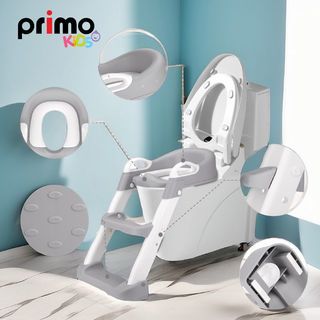 Primo Kids ฝารองนั่งเด็กแบบมีบันได รุ่น E019-009-GY ขนาด 38x40x66 ซม. สีเทา-ขาว