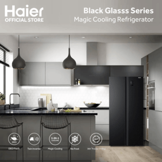 HAIER ตู้เย็น SBS 17Q รุ่น HRF-SBS490 สีดำด้าน