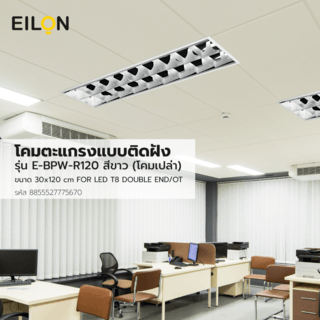 EILON โคมตะแกรงแบบติดฝัง  ขนาด 30*120 CM  FOR LED T8 DOUBLE END/OT รุ่น E-BPW-R120 (โคมเปล่า)