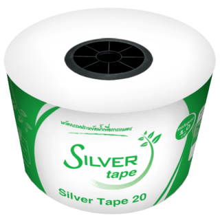 Super Products Silver Tape เทปกลม 20 ซม. 1,000 ม. หนา 0.15 มม.-2 ลิตร/ชม./หัวน้ำหยด