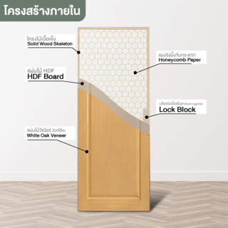 HOLZTUR ประตูปิดผิววีเนียร์ไม้ไวท์โอ๊ค ENR-001-05S 80x200ซม.