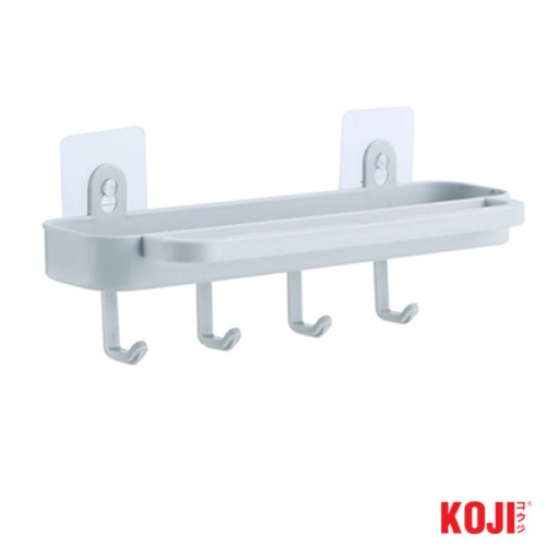 KOJI DIY ชั้นวางพร้อมตะขอติดผนัง รุ่น 2EXC008-GY ขนาด 12x31.5x8 cm. สีเทา