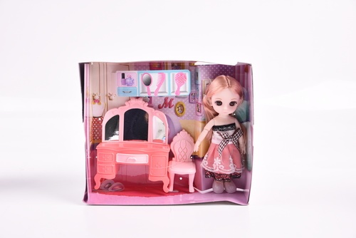  TOYS ของเล่นตุ๊กตาผู้หญิงพร้อมชุดห้องนอน 6นิ้ว คละสี#186C ขนาด (22x8x18 ซม.) 