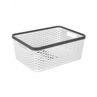 GOME ตะกร้าอเนกประสงค์ทรงเหลี่ยม รุ่น Rattan TG59893G ขนาด 22x30x12 ซม.(6.5L) สีขาว