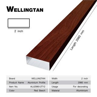 WELLINGTAN อะลูมิเนียมโปรไฟล์ ALU2980-2T12 2”x 298ซม. Red Beech