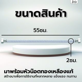 Iris สายถักน้ำดีสแตนเลส หัวน๊อตทองเหลืองแท้ รุ่น IR-18005 ขนาด 1 ม.