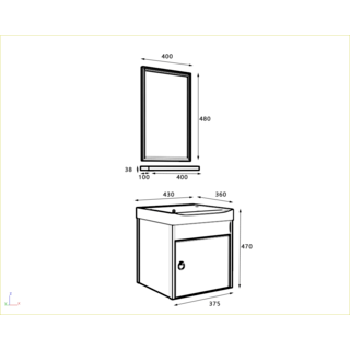 Verno ชุดเคาน์เตอร์อ่างล้างหน้าอลูมิเนียม พร้อมกระจกและชั้นวางของ 43x36x47 cm. รุ่น คามิล่า 2606-05-43 สีขาว