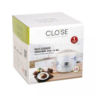 CLOSE หม้อหุงข้าว ความจุ  1.8 ลิตร  รุ่น OT-RF09 (ลายดอกไม้สีม่วง) สีขาว