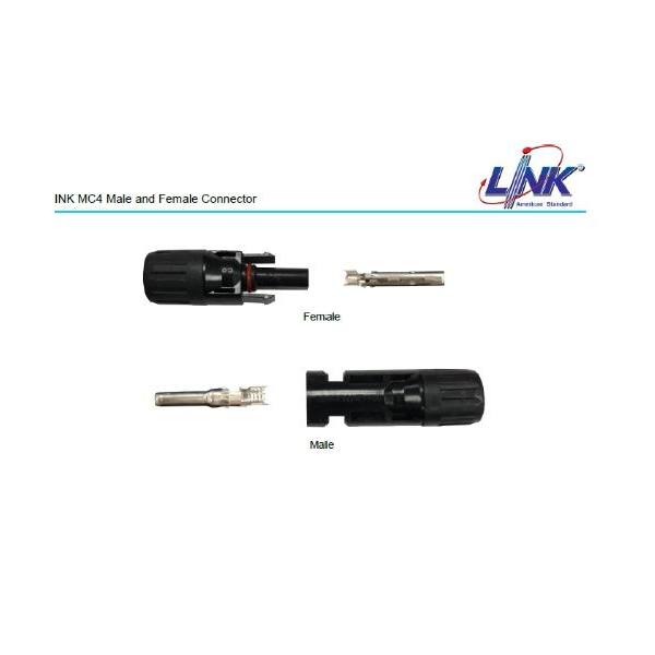 LINK ขั้วต่อสายแบบขนาน  MC4 CONNECTOR (pair) 1500V TUV Standard รุ่น CB-1002 สีดำ